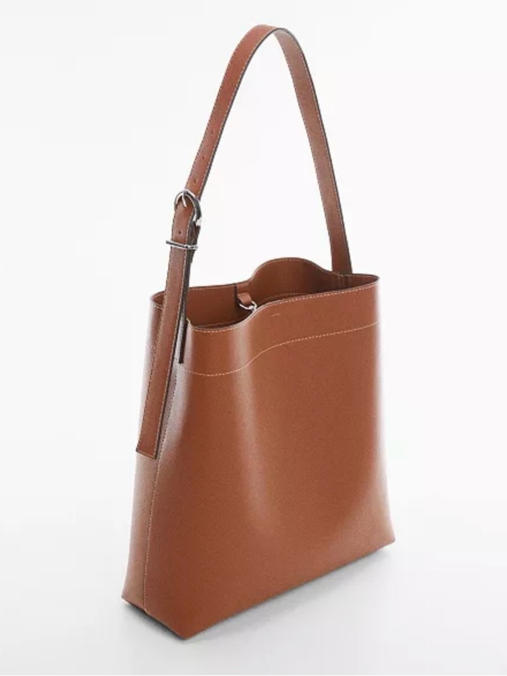 Mango Brown Leather Shoulder Bag